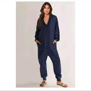 Anrabess Navy Blue Women's Jumpsuit